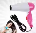Professional Electric Foldable Hair Dryer With 2 Speed Control 1000 Watts - Pink And White